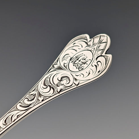 1901 British antique sterling silver tea caddy spoon by Robert Stebbings